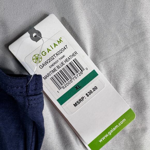Gaiam Womens Energy Yoga Slim Fit Tank sz XL Maritime Blue Heather New with Tags - Picture 4 of 10
